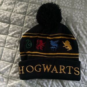 Hogwarts Black Knit Beanie with House Crests